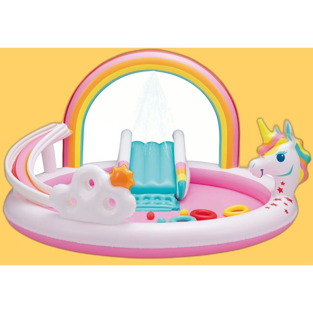 Bluescape Rainbow Unicorn Play Center Inflatable Kids Pool Play Center Toys NEW
